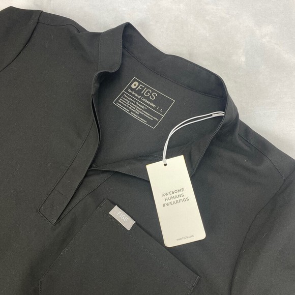 FIGS Tops - Figs Women's Solid Black Polyester Blend Short Sleeve Maternity Scrub Large NWT
